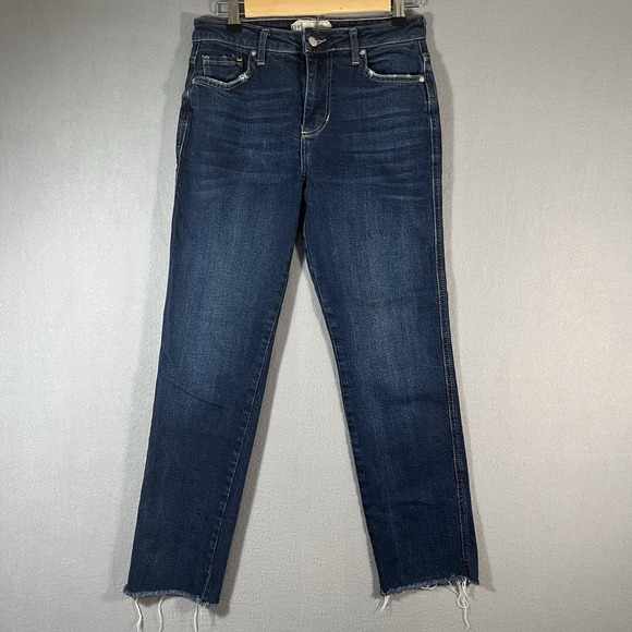 We The Free Denim - We The Free Free People‎ Mid-Rise Raw Hem Dark Wash Blue Cropped Ankle Jeans, 26